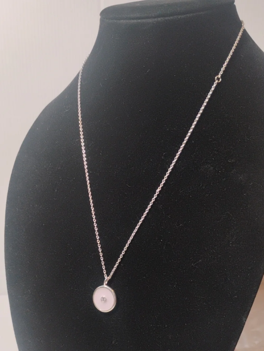 Pandora Lavender Enamel Disc Promise Necklace • Sterling Silver • EUC